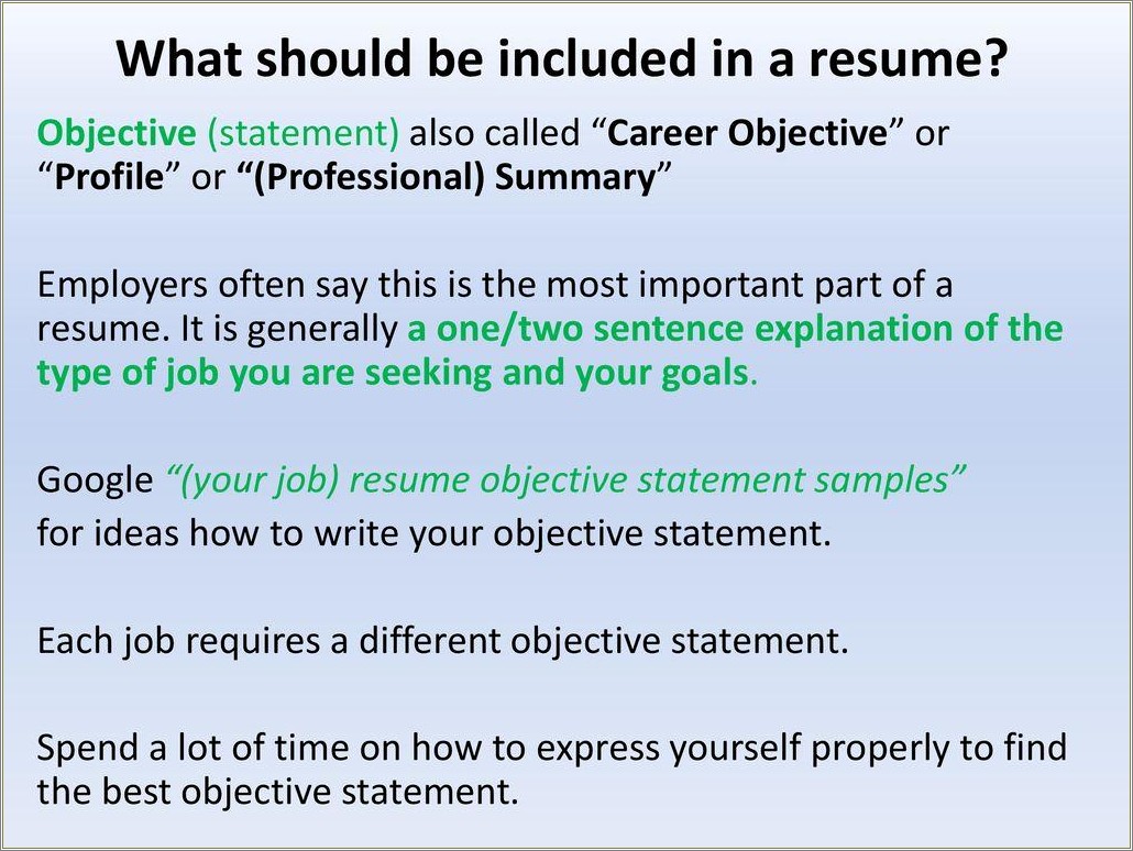 Best Objective Statement For It Resume