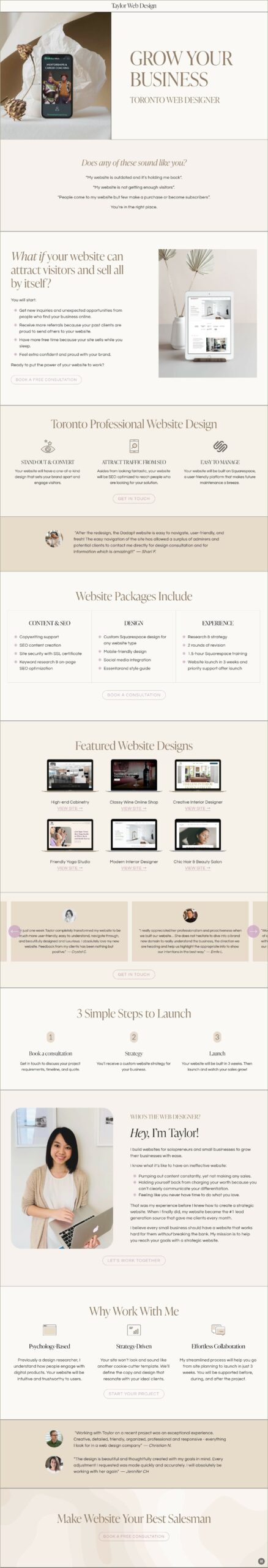 Best One Page Squarespace Personal Resume Websites