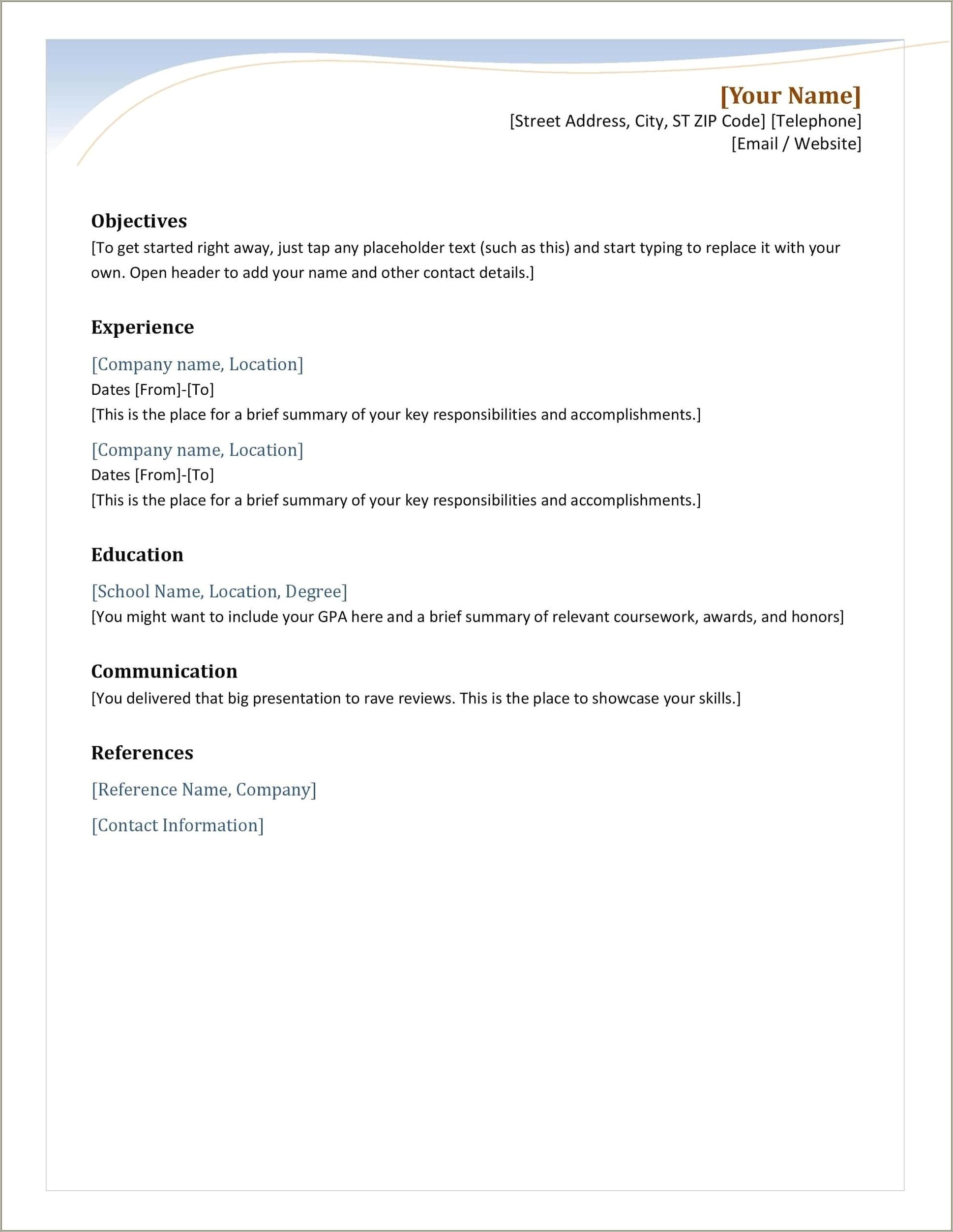 Best Resume Download In Ms Word