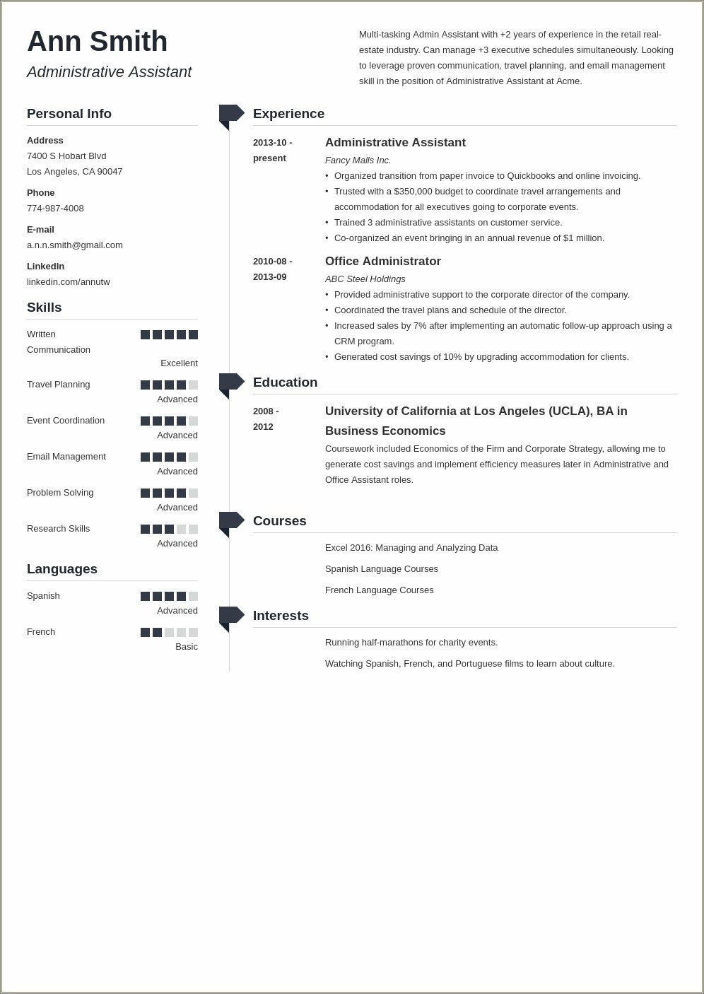 Best Resume Examples For Administrative Assistant