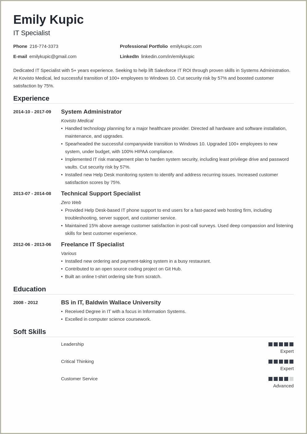 Best Resume For A Technical Job