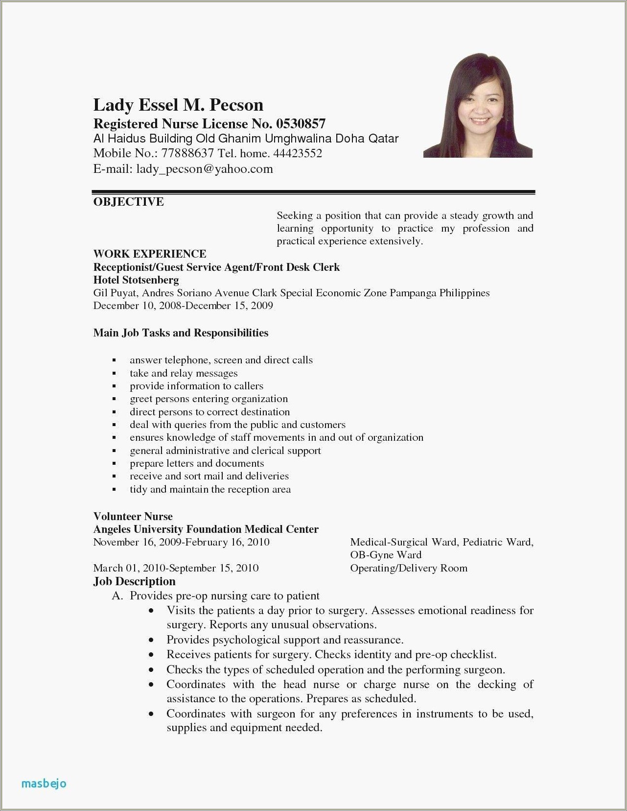 Best Resume For Applying Call Center
