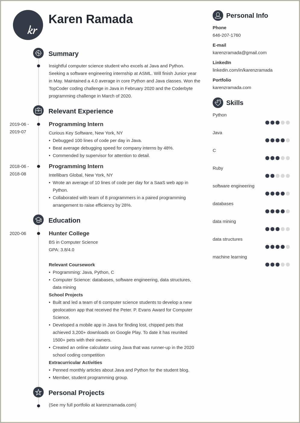 Best Resume For Computer Science Internship