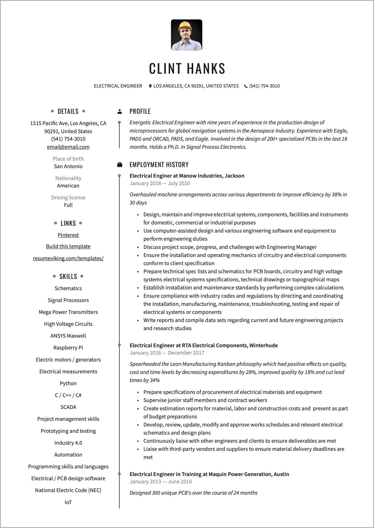 Best Resume For Electrical Engineer In India