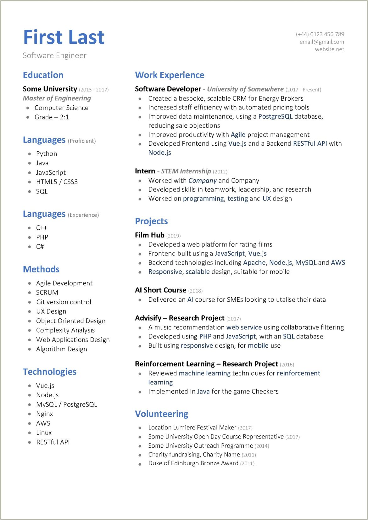 Best Resume For Entry Level Developer