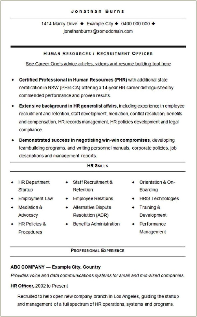Best Resume For Human Resources Assistant