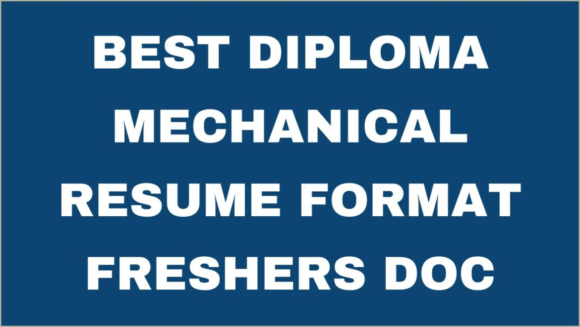 Best Resume For Mechanical Engineer Fresher Pdf