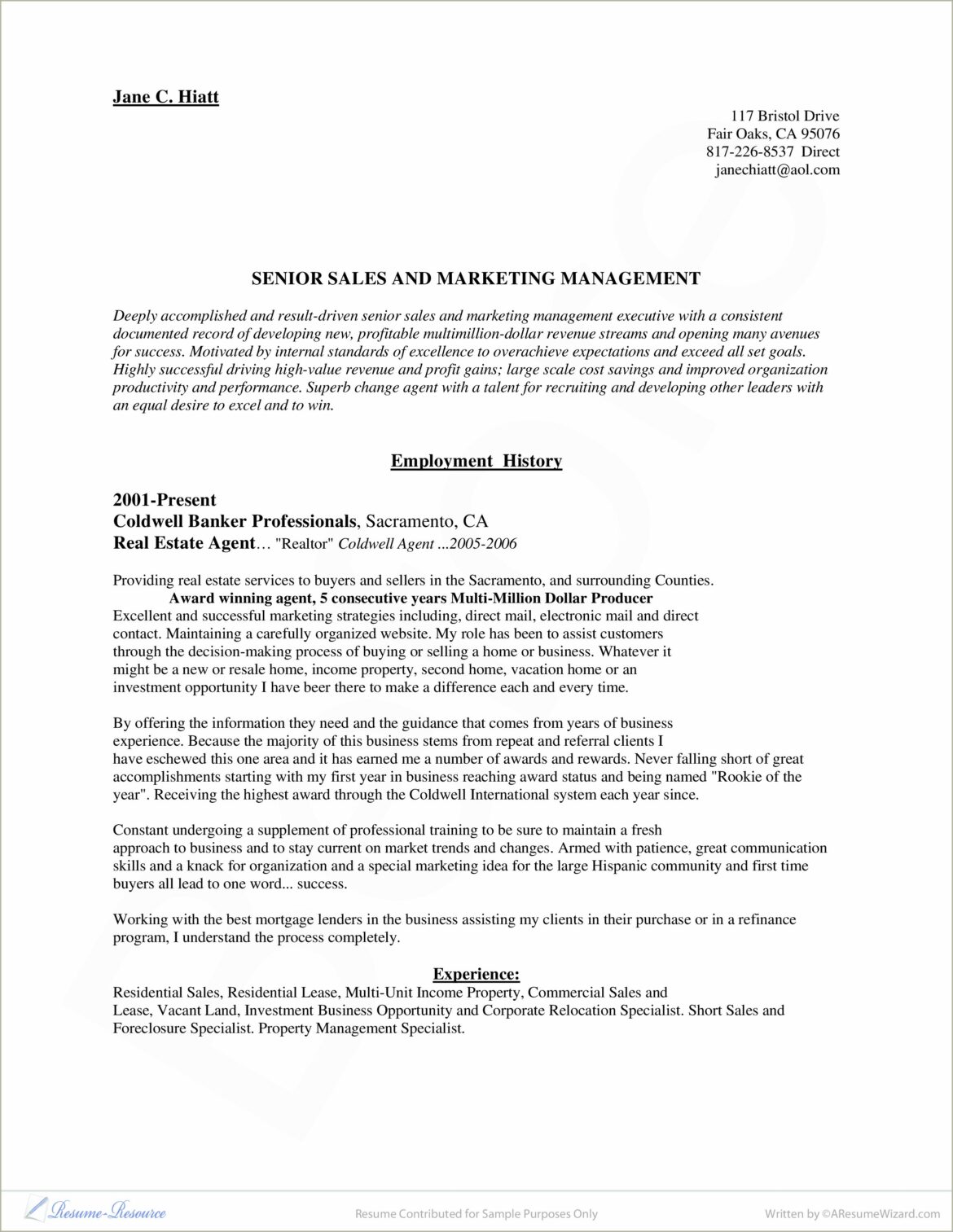 Best Resume For Sales And Marketing