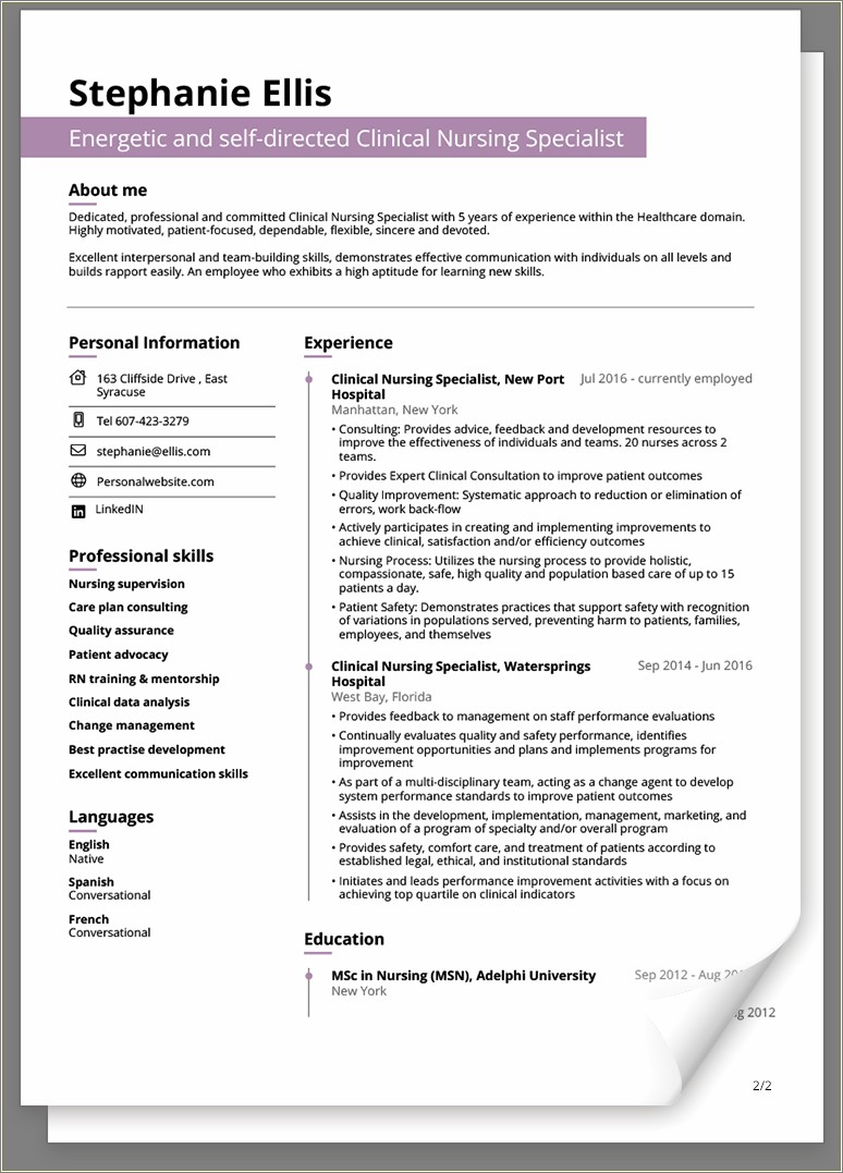 Best Resume Format For Conservative Healthcare