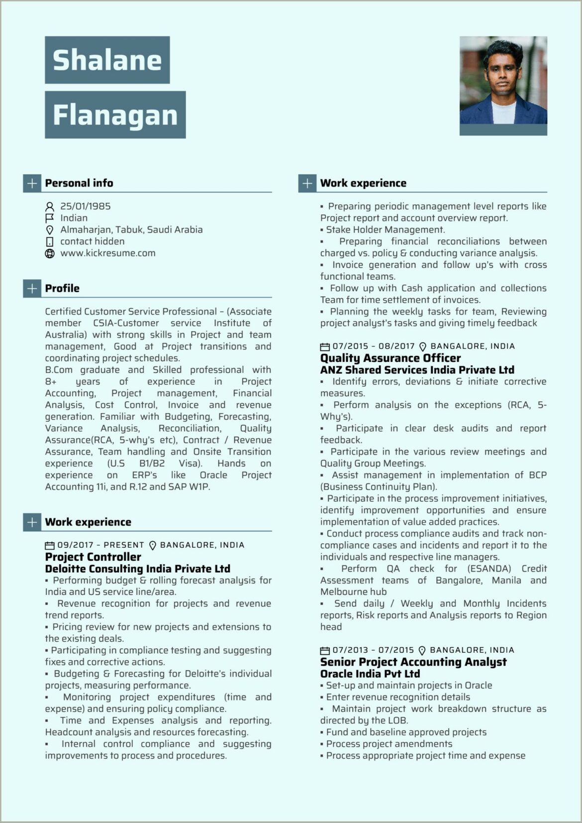 Best Resume Format For Experience Holder