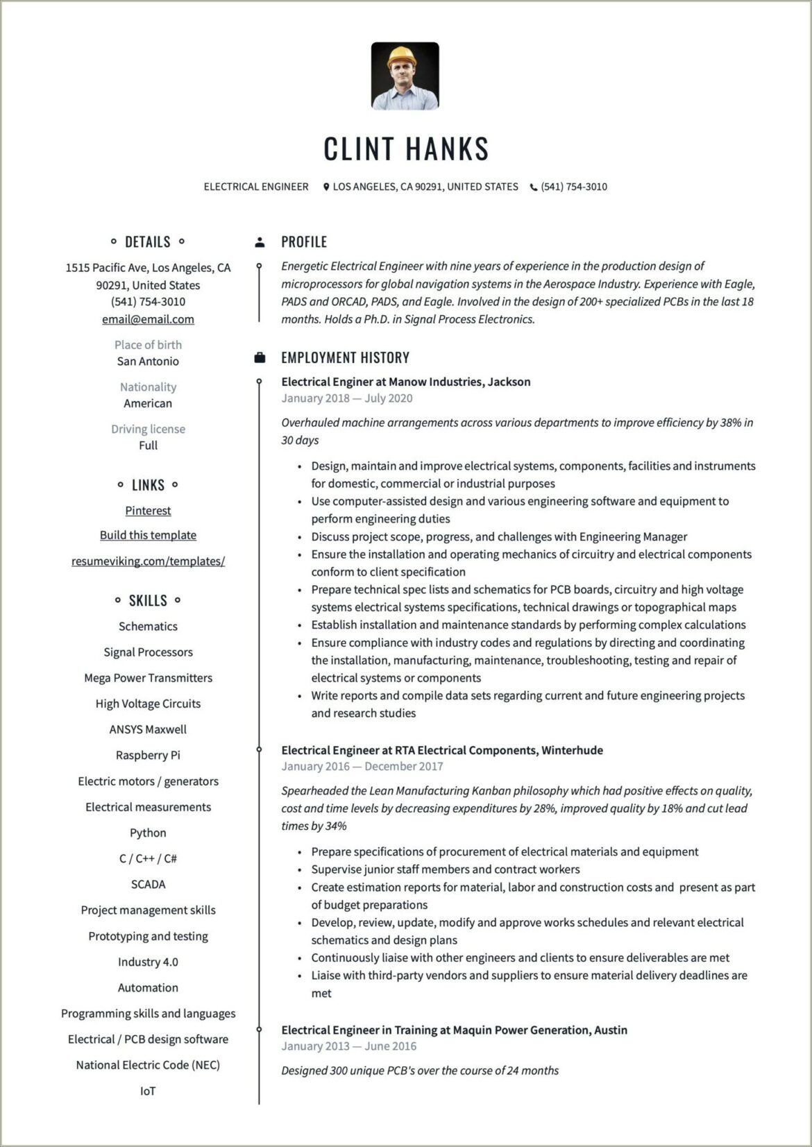 Best Resume Format For Freshers Electrical Engineers