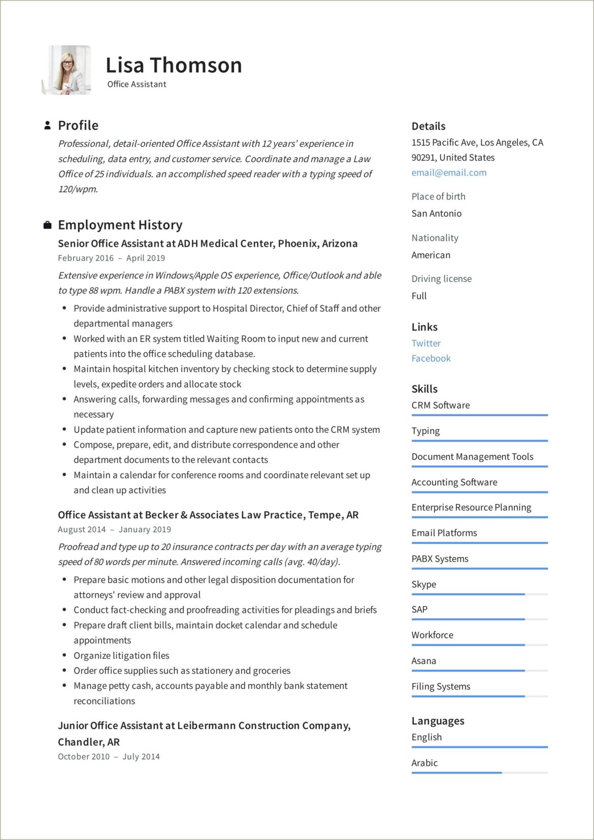 Best Resume Format For Office Assistant