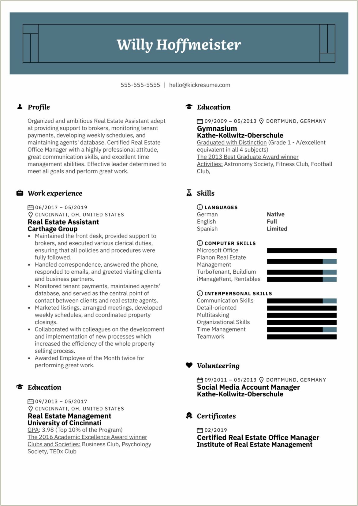 Best Resume Format For Office Manager