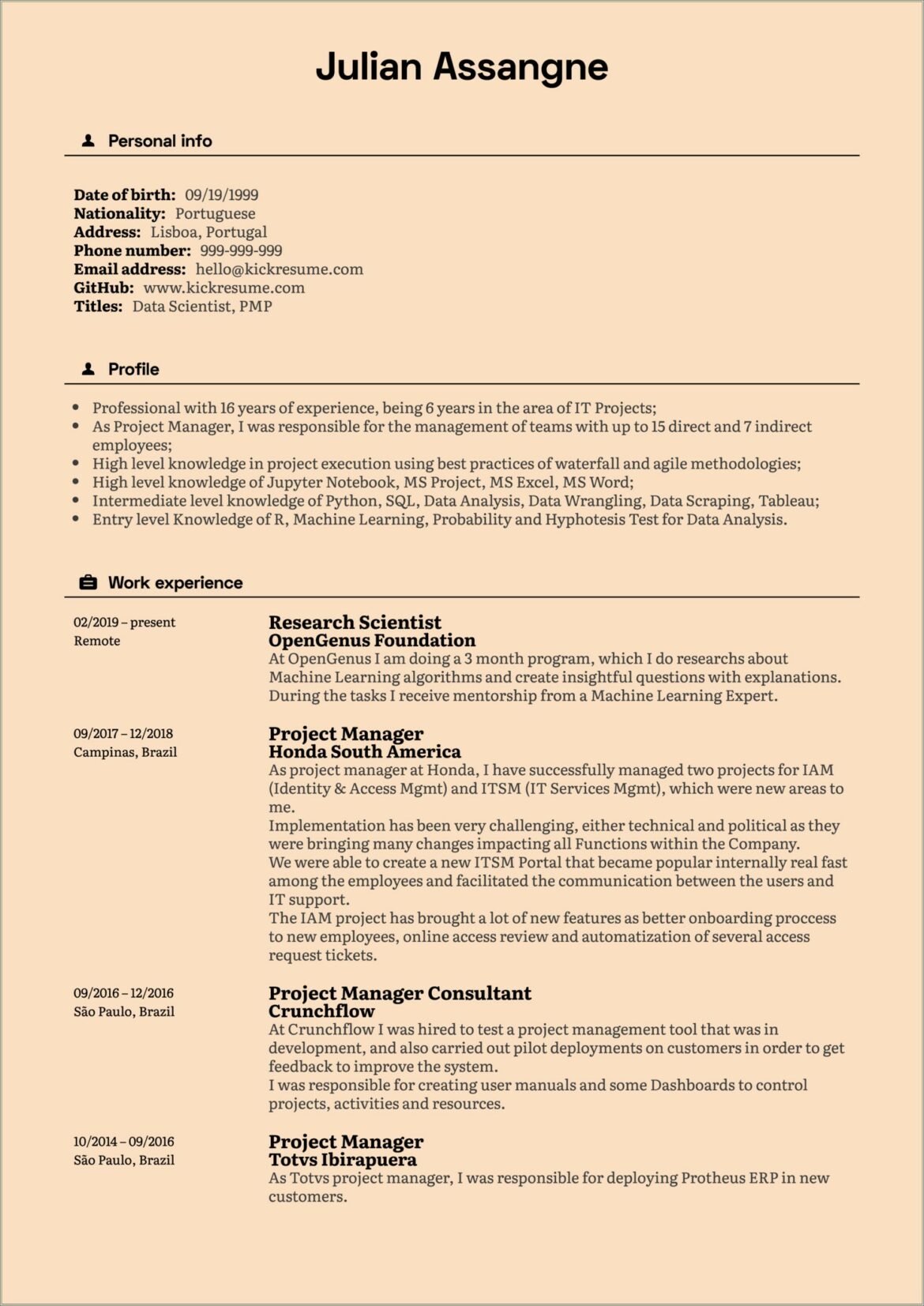 Best Resume Format For Project Manager