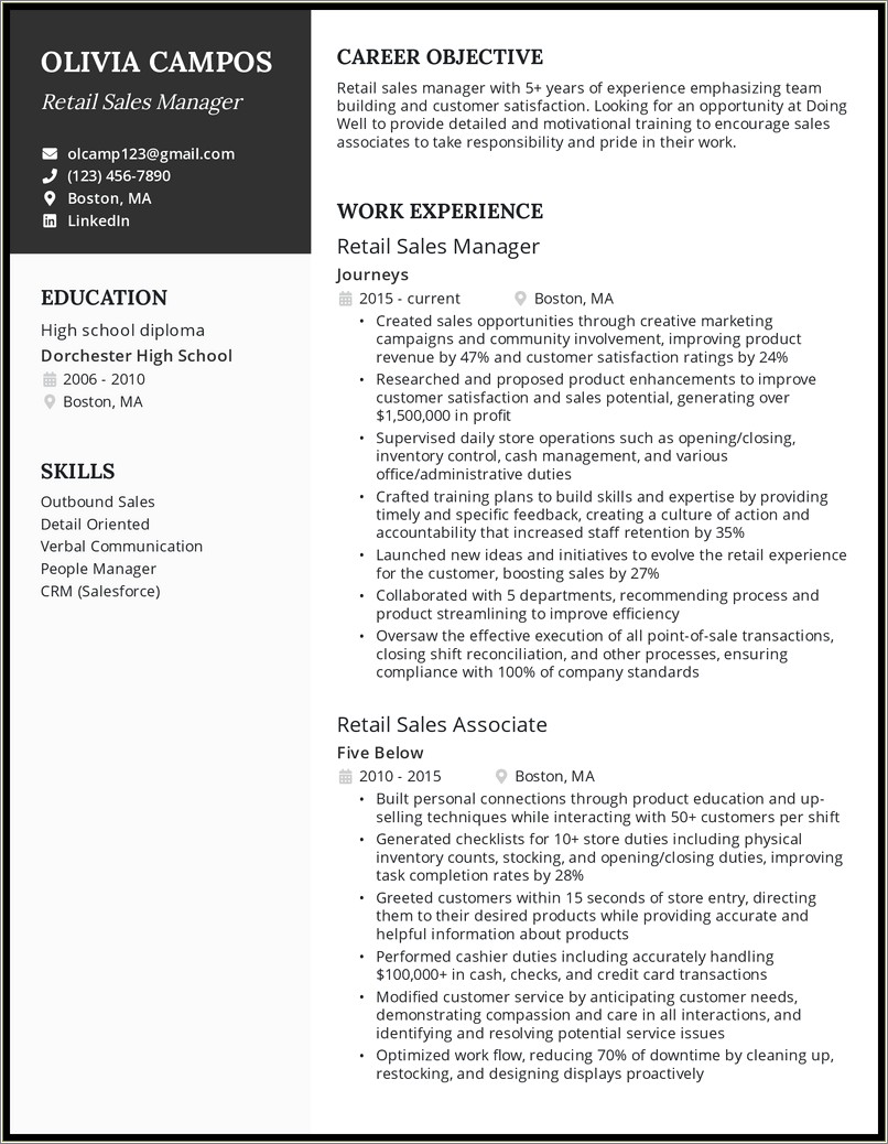 Best Resume Format For Sales Director