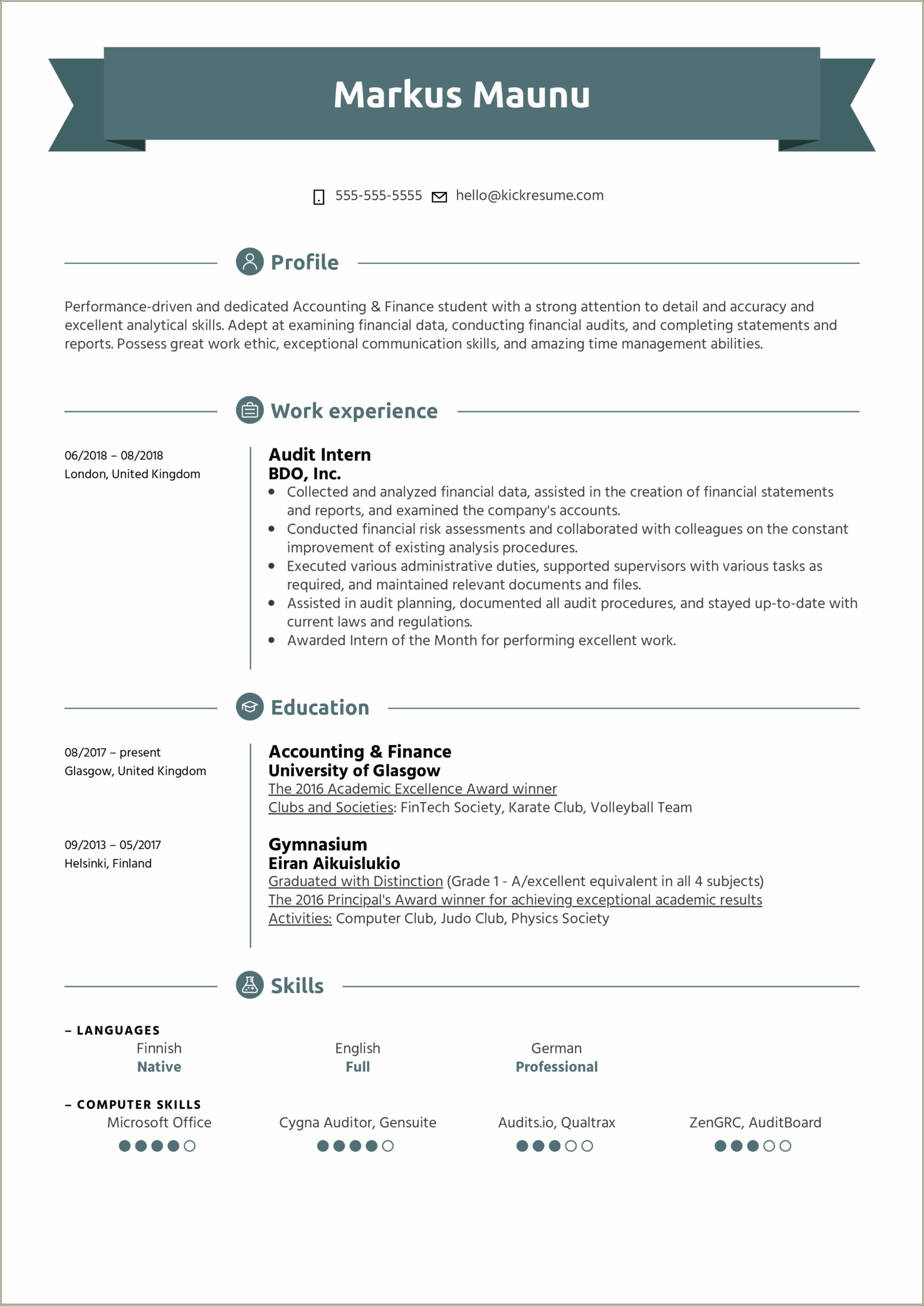 Best Resume Objectives For Audit Internships