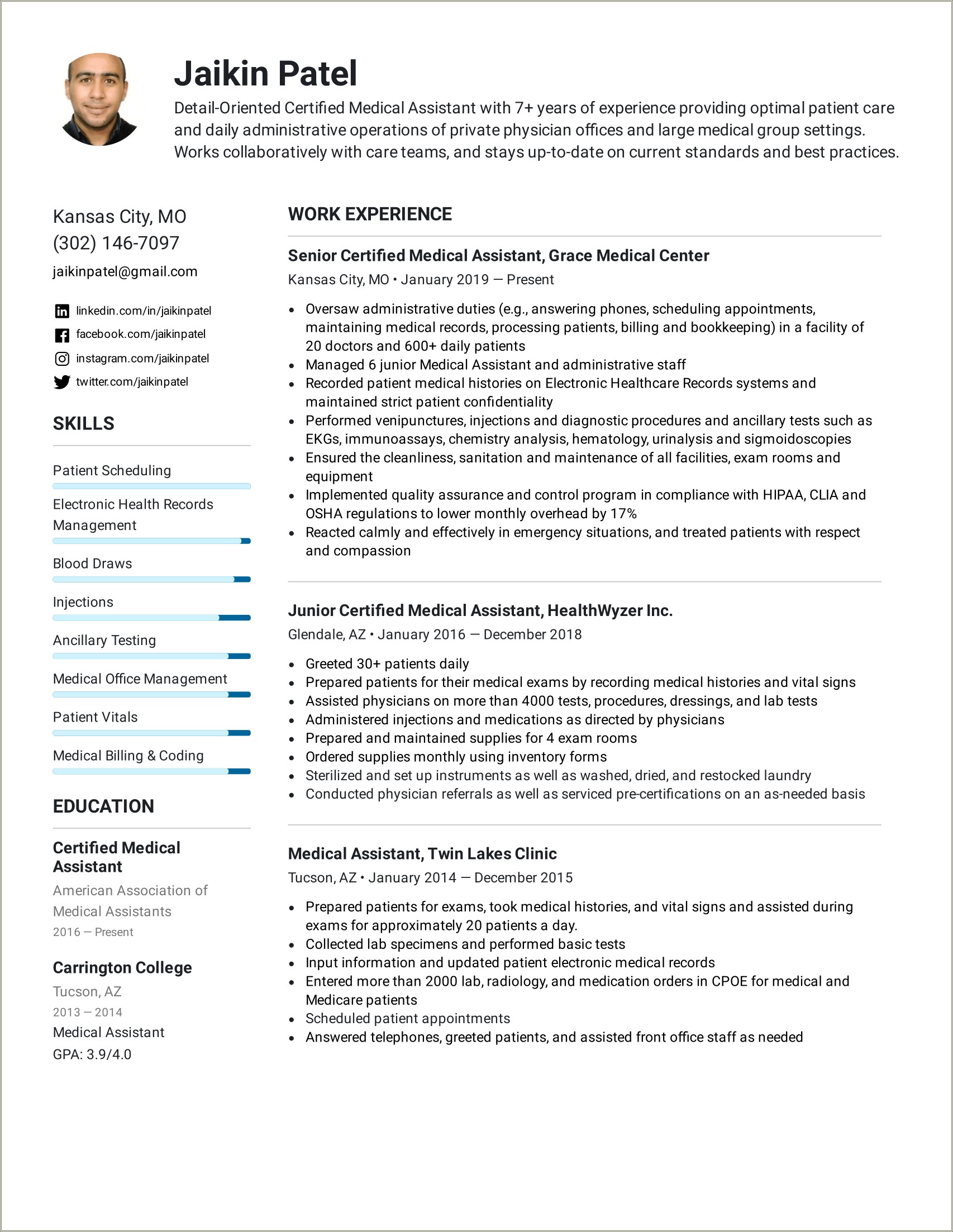 Best Resume On Word For Healthcare