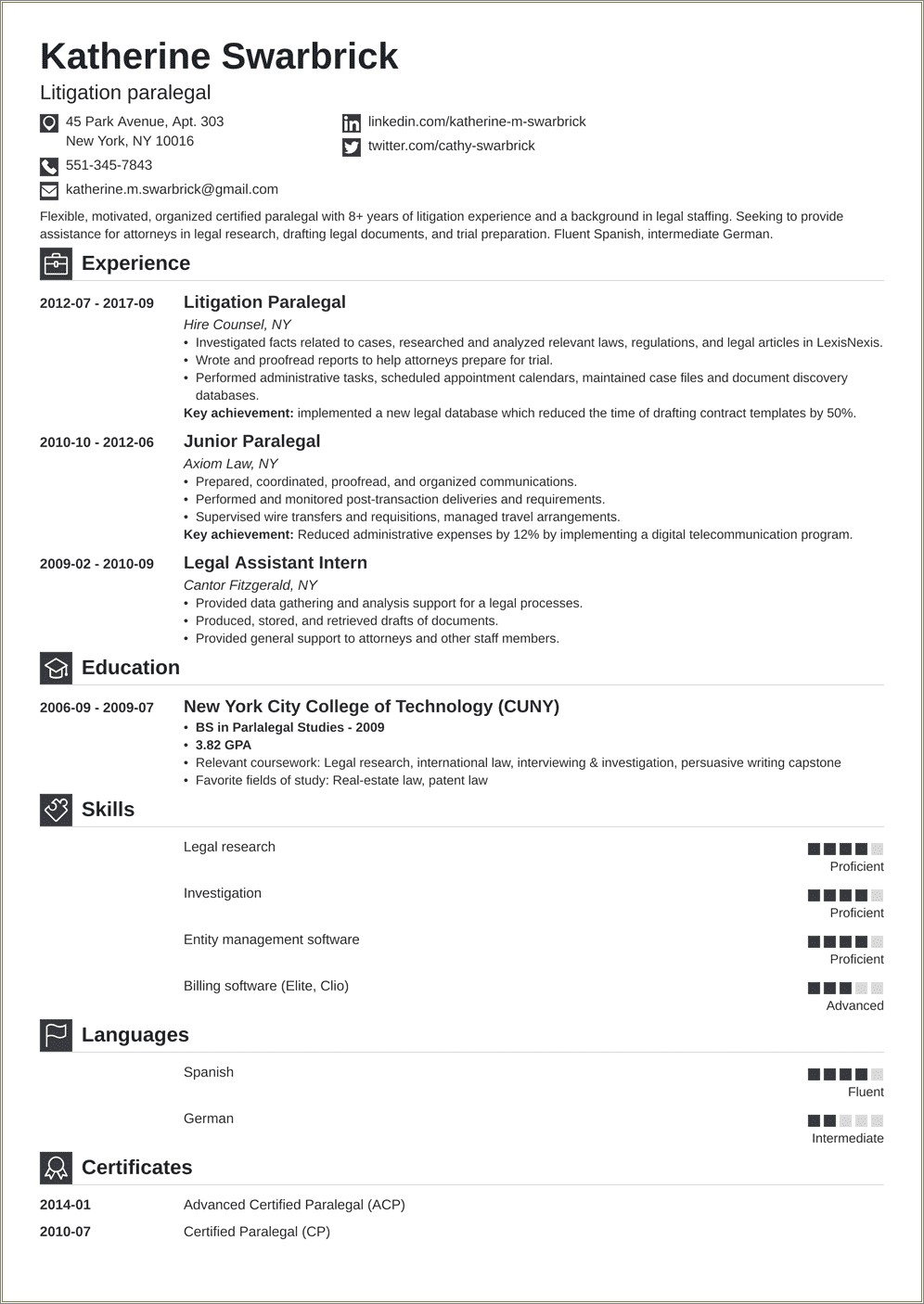 Best Resume Organization For Entry Level Paralegal