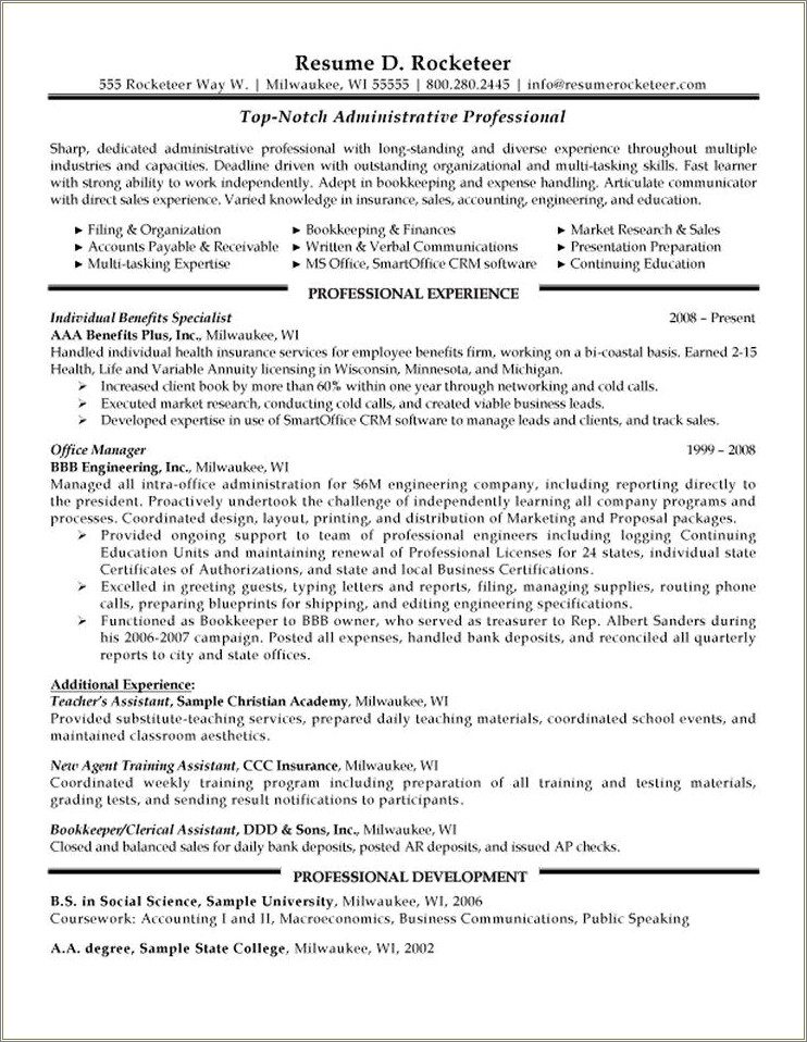 Best Resume Sample For Admin Assistant