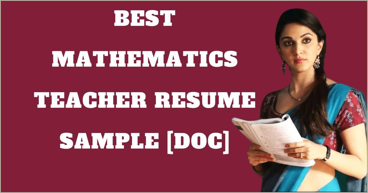 Best Resume Sample For Maths Teacher