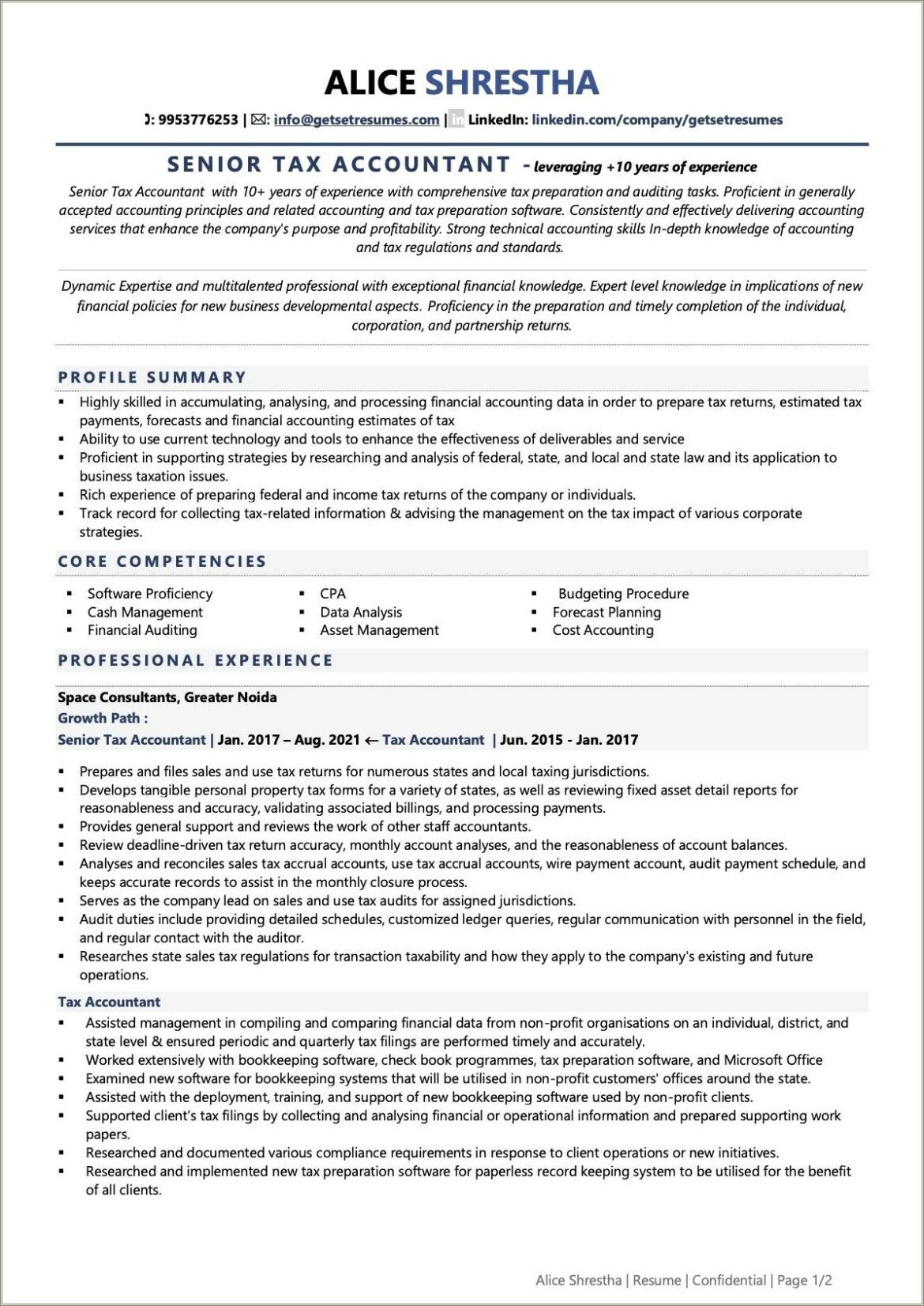 Best Resume Sample For Staff Accountant