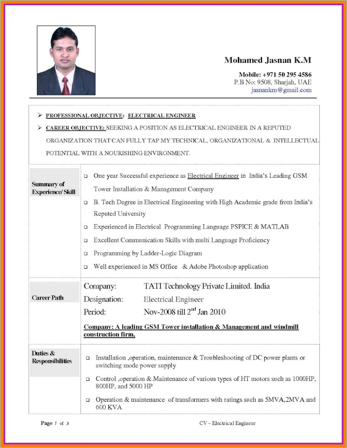 Best Resume Samples For Mechanical Engineers Freshers