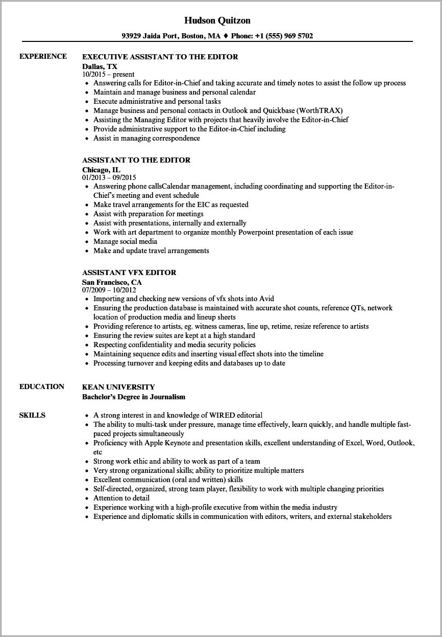 Best Resume Style For Editorial Assistant
