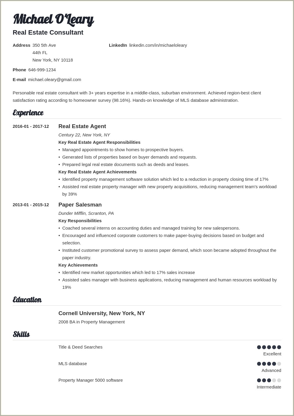 Best Resume Style For Real Estate