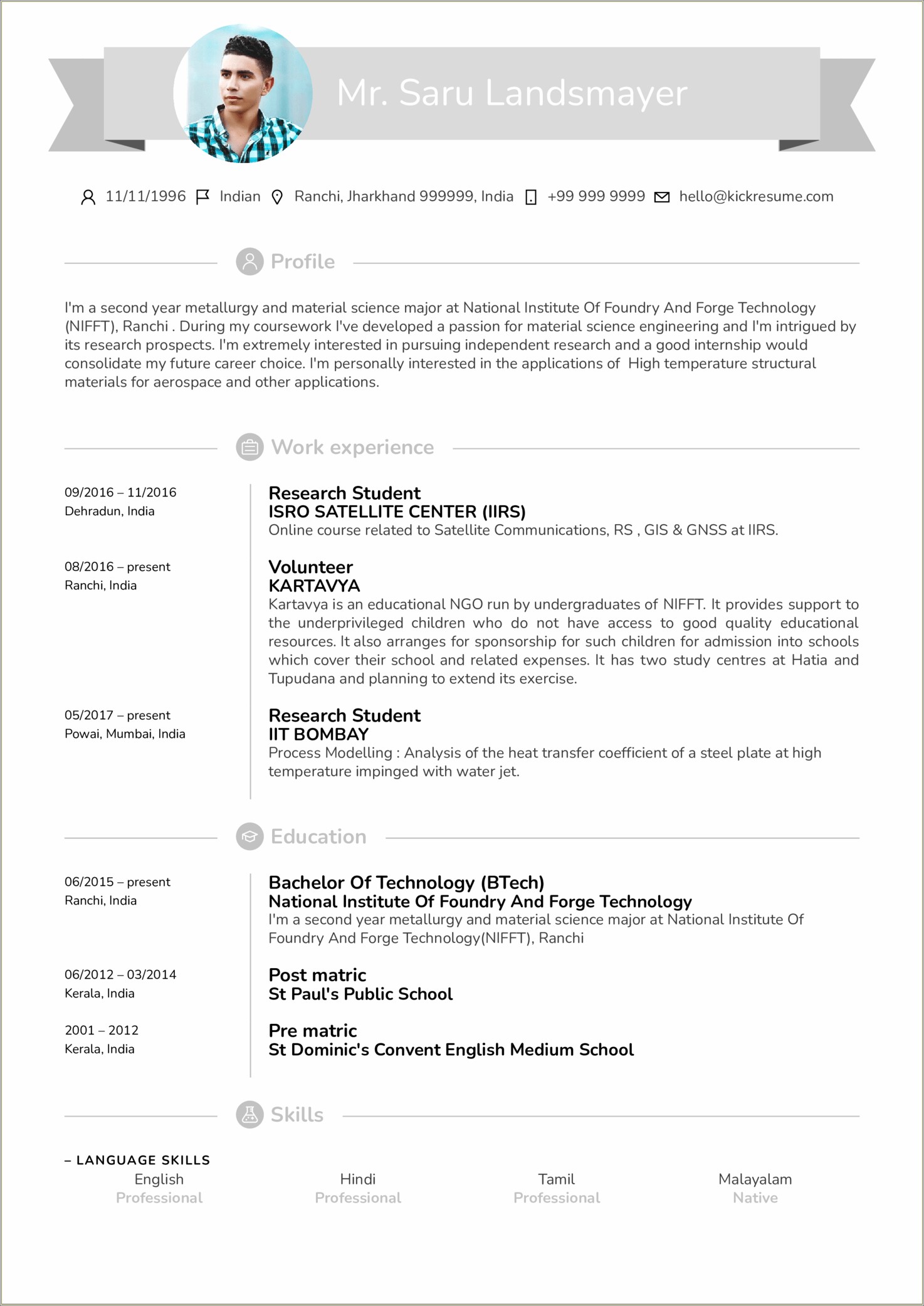 Best Resume Template For Foreign Policy Job