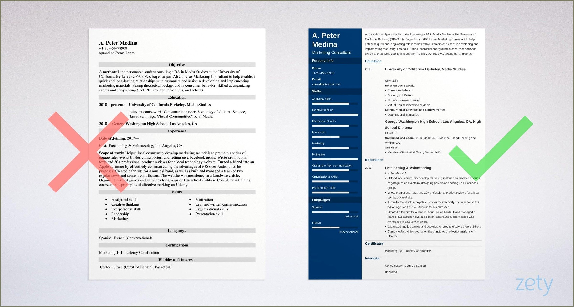 Best Resume Template For Short Work Experience