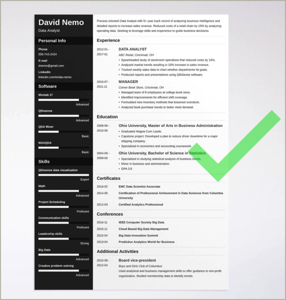 Best Resume Templates For Data Analyst Entry Level