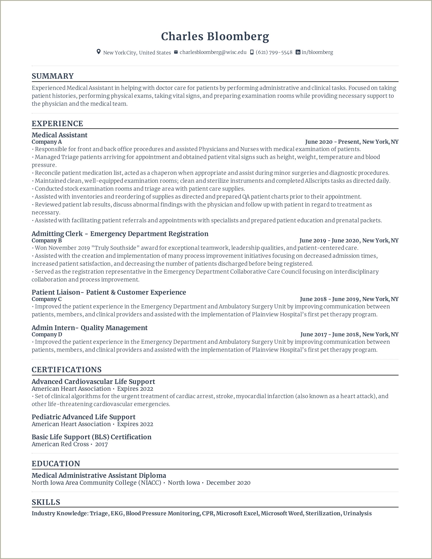 Best Resume Templates For Medical Assistant