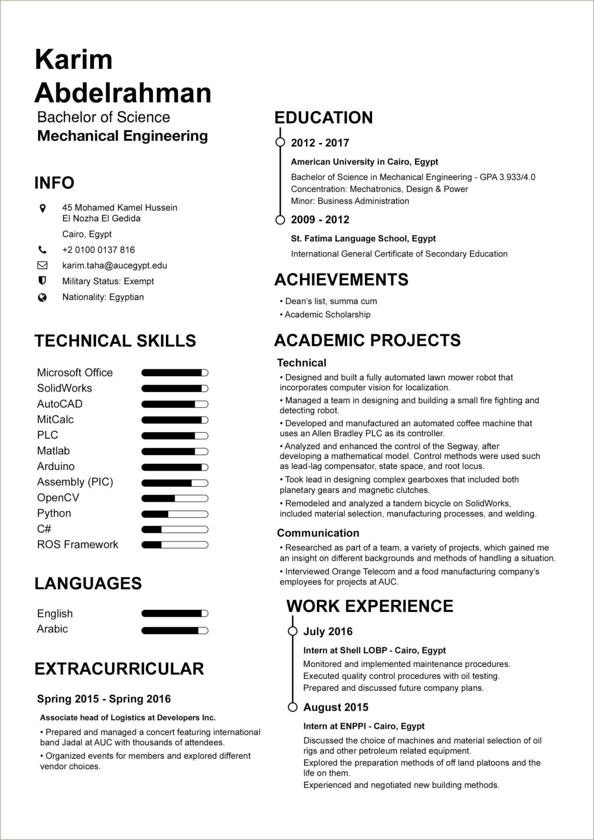 Best Resumes For Freshers Mechanical Engineers