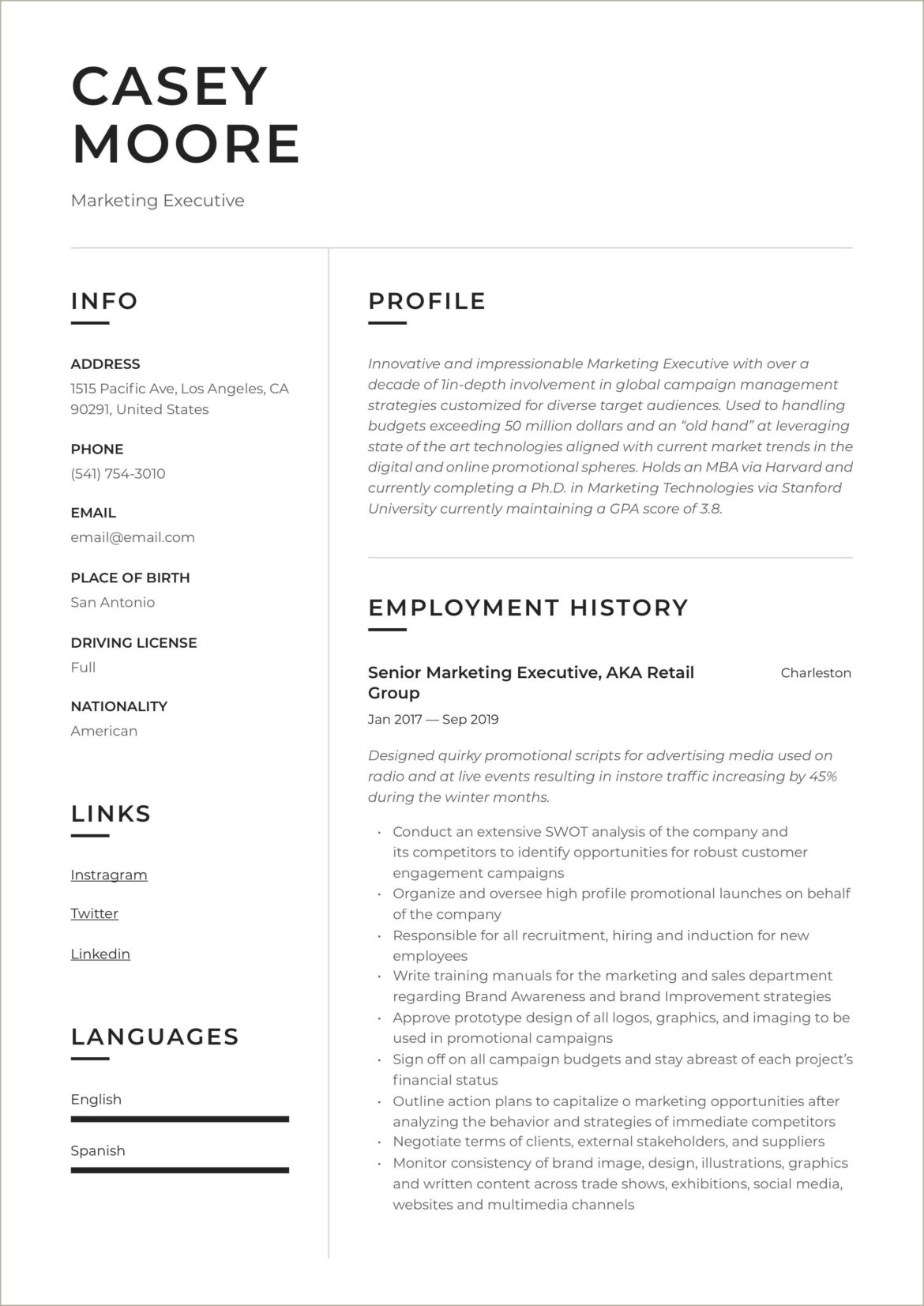 Best Resumes For Senior Level Marketers