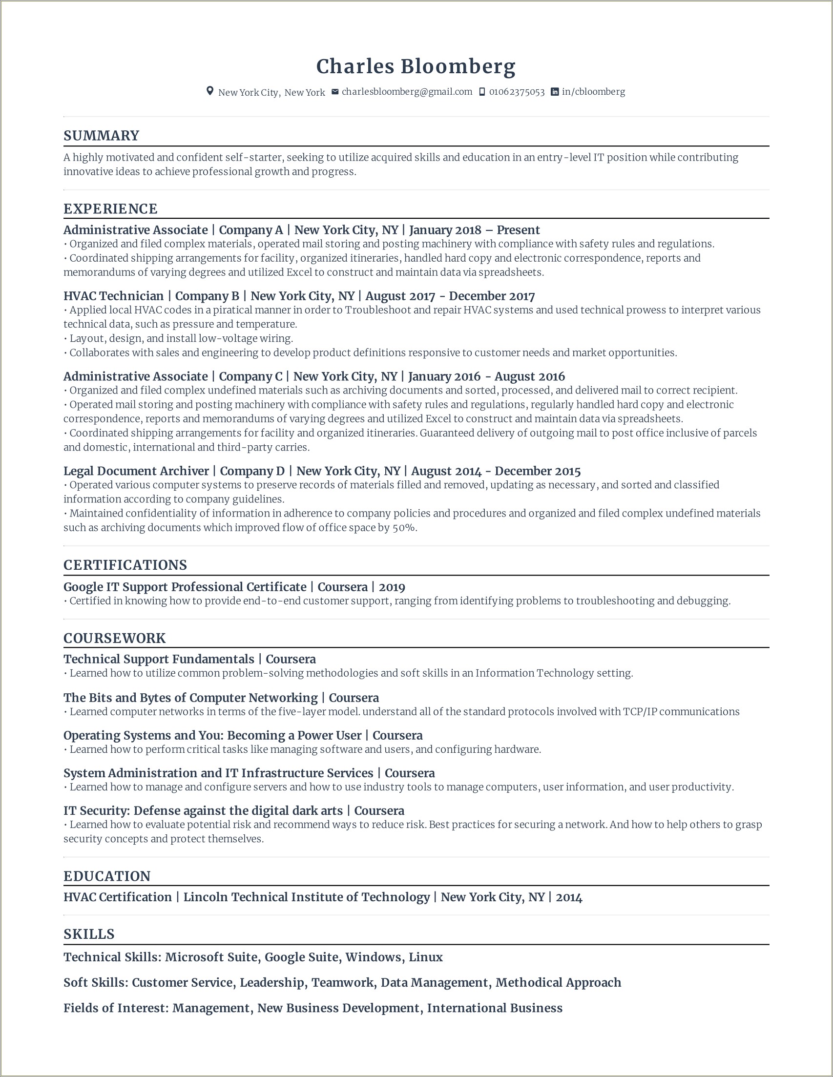 Best Sample Resume For Administrative Assistant