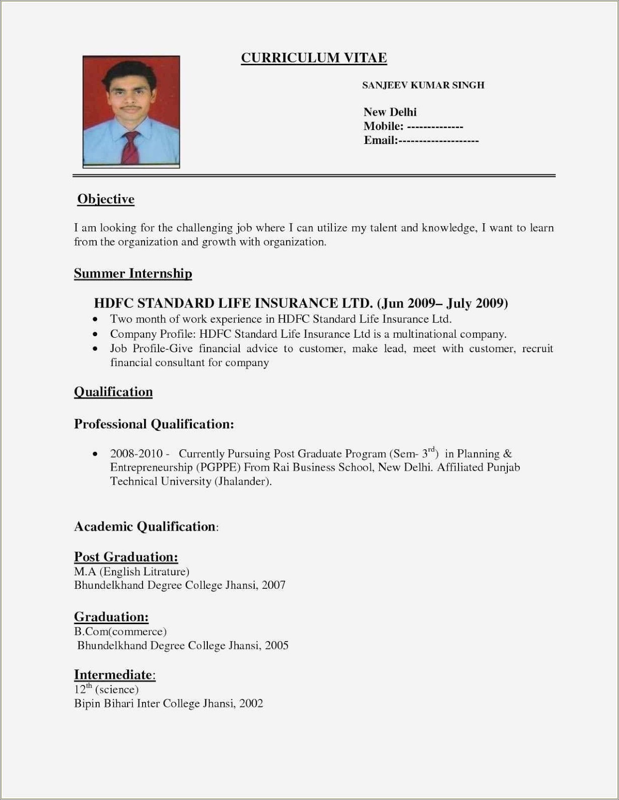 Best Sample Resume For New College Graduate
