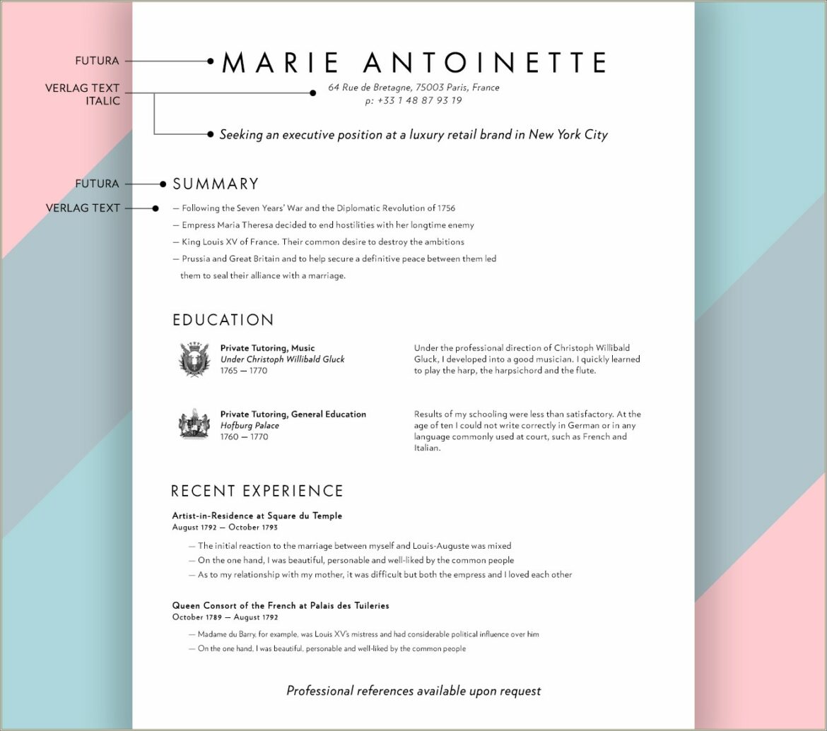 Best Serif Font For Resume Headline