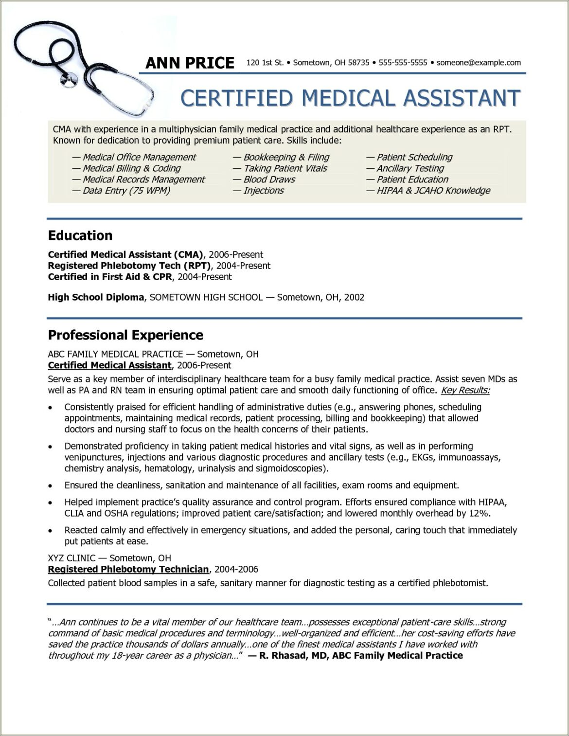 Best Skills For Medical Assistant Resume