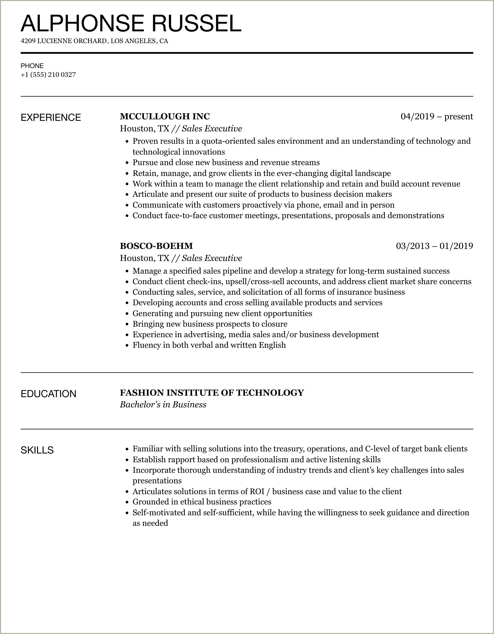 Best Style Of Resume For Sales 3xecutive