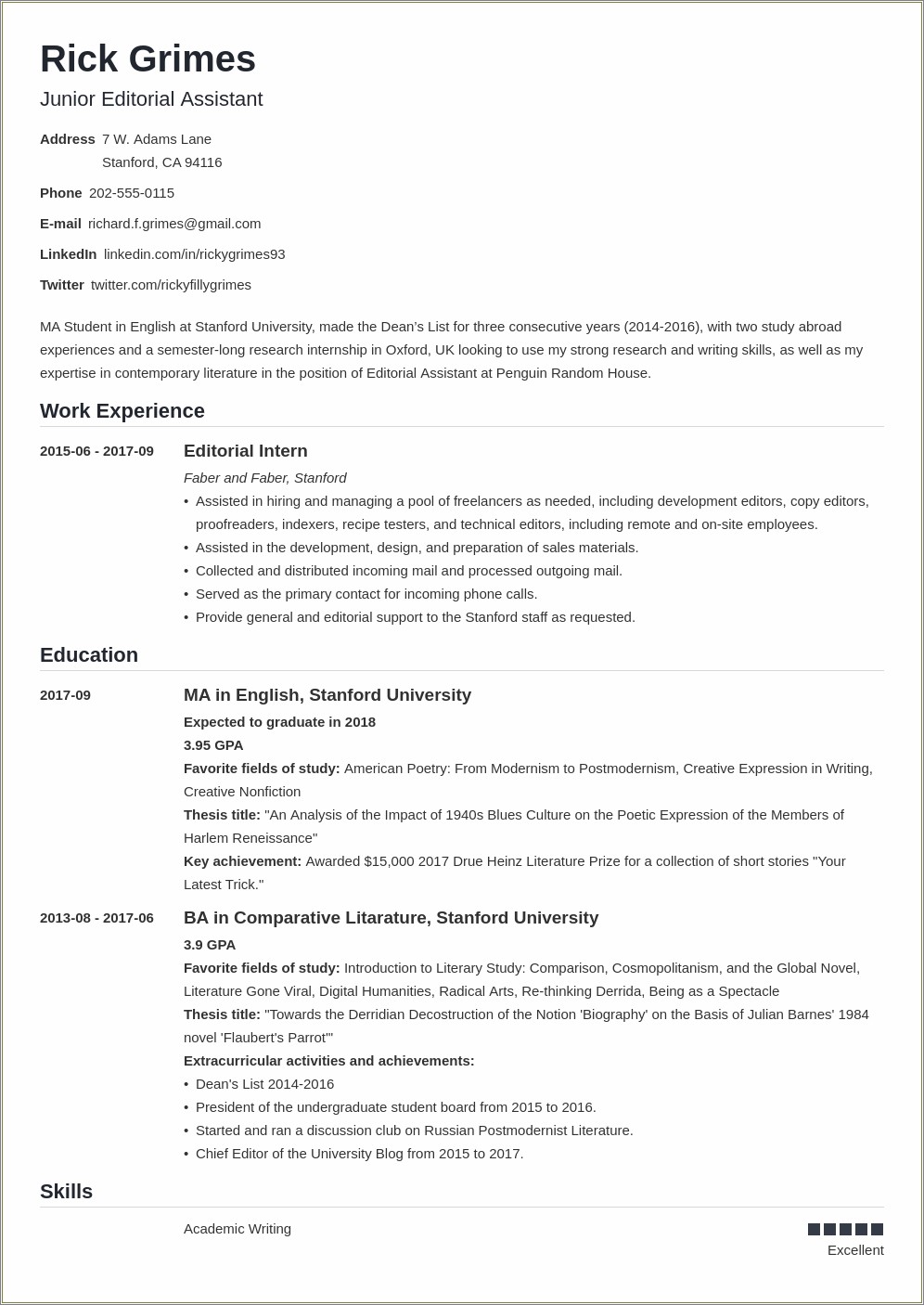 Best Things For A Summary On Resume