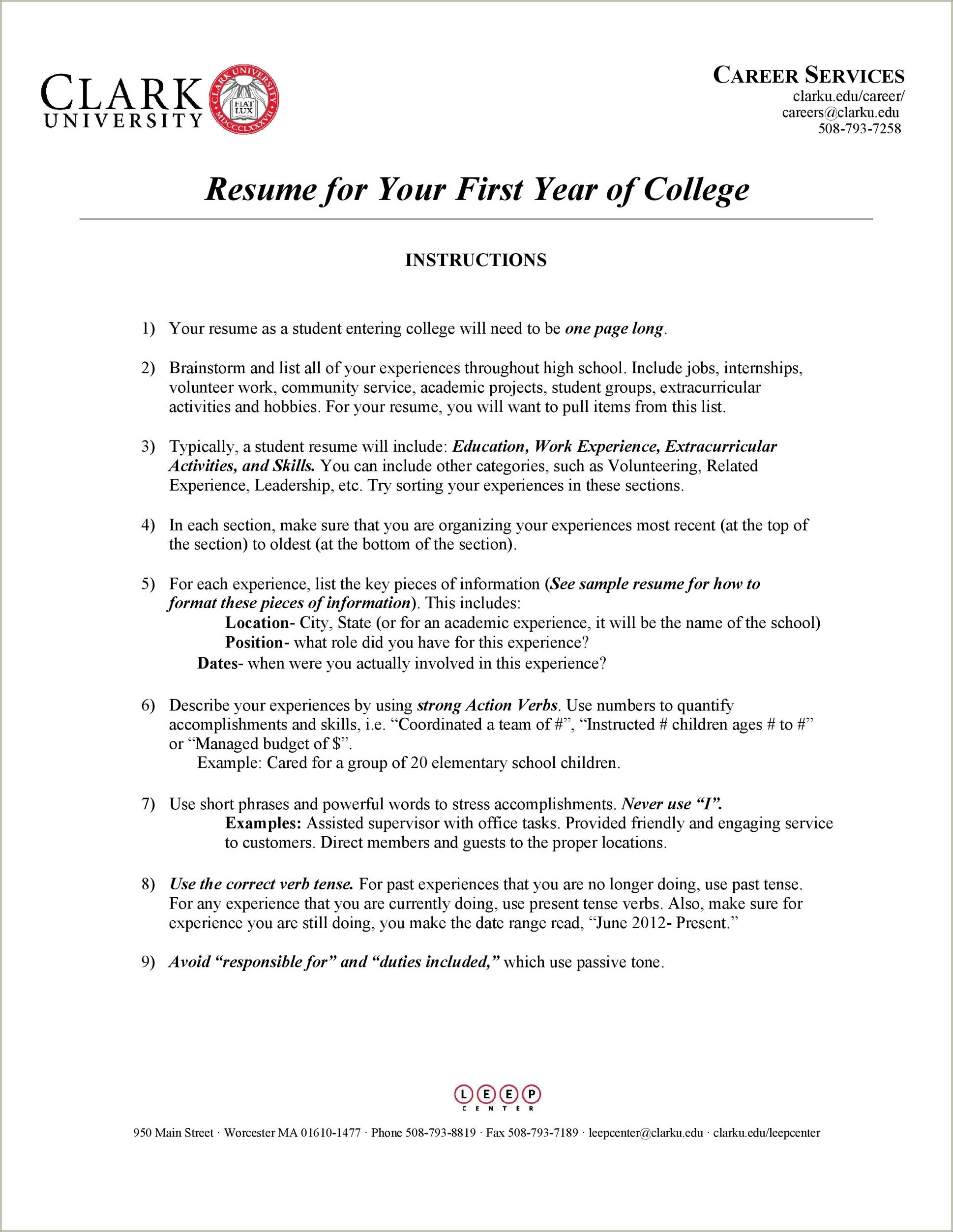Best Things To Put On A College Resume