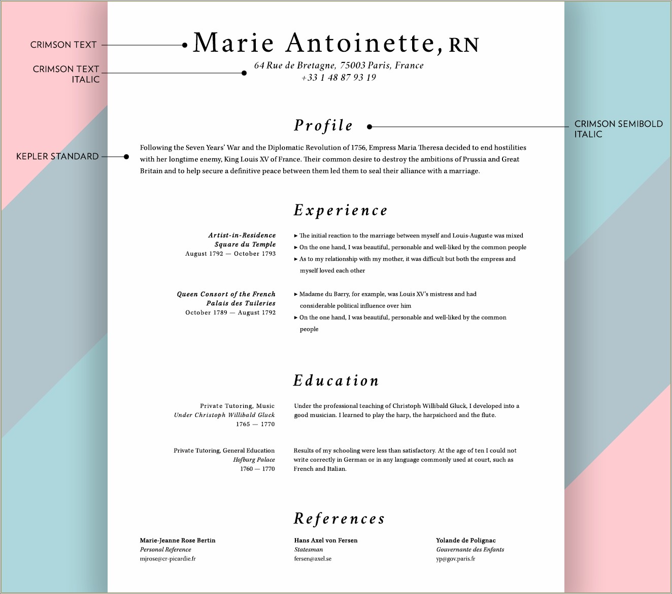 Best Title And Body Typefaces For Resumes