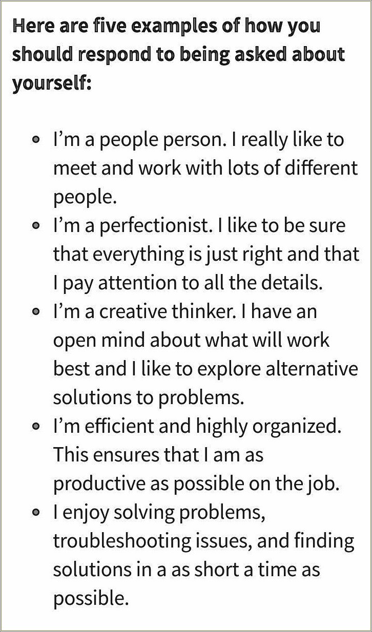 Best Way To Describe Yourself On Resume