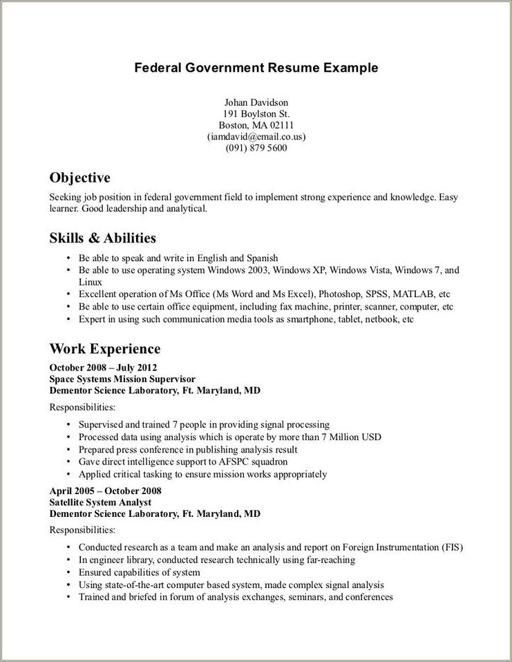 Best Way To Write A Federal Resume