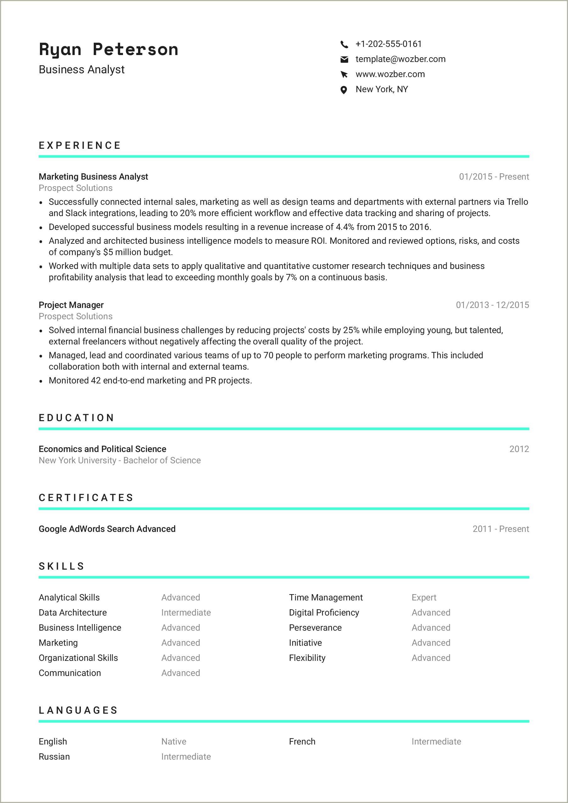 Best Word Resume Template 2018 Ats