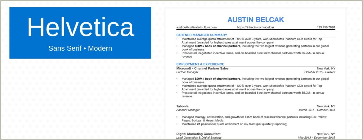 Best Word Size And Font For Resume