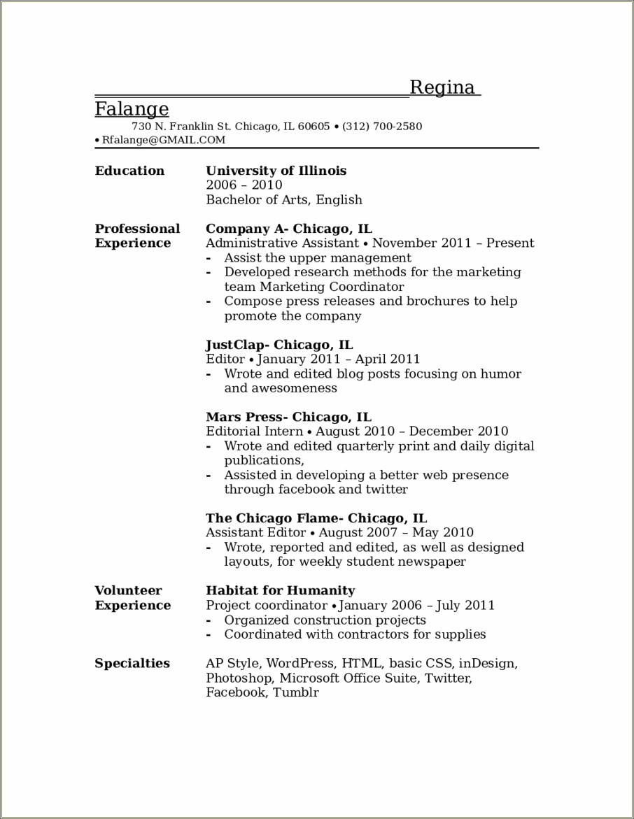 Best Wording For Resume Objective For Construction