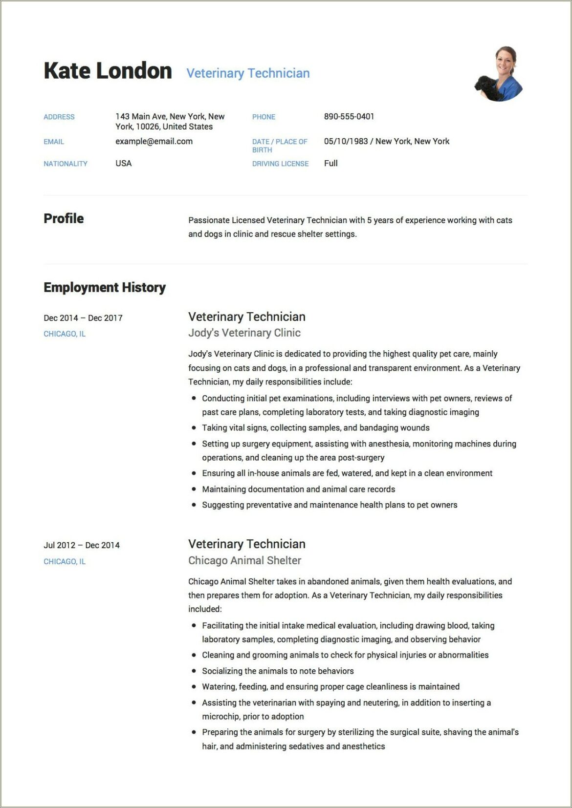 Best Wording For Vet Assistant Resume