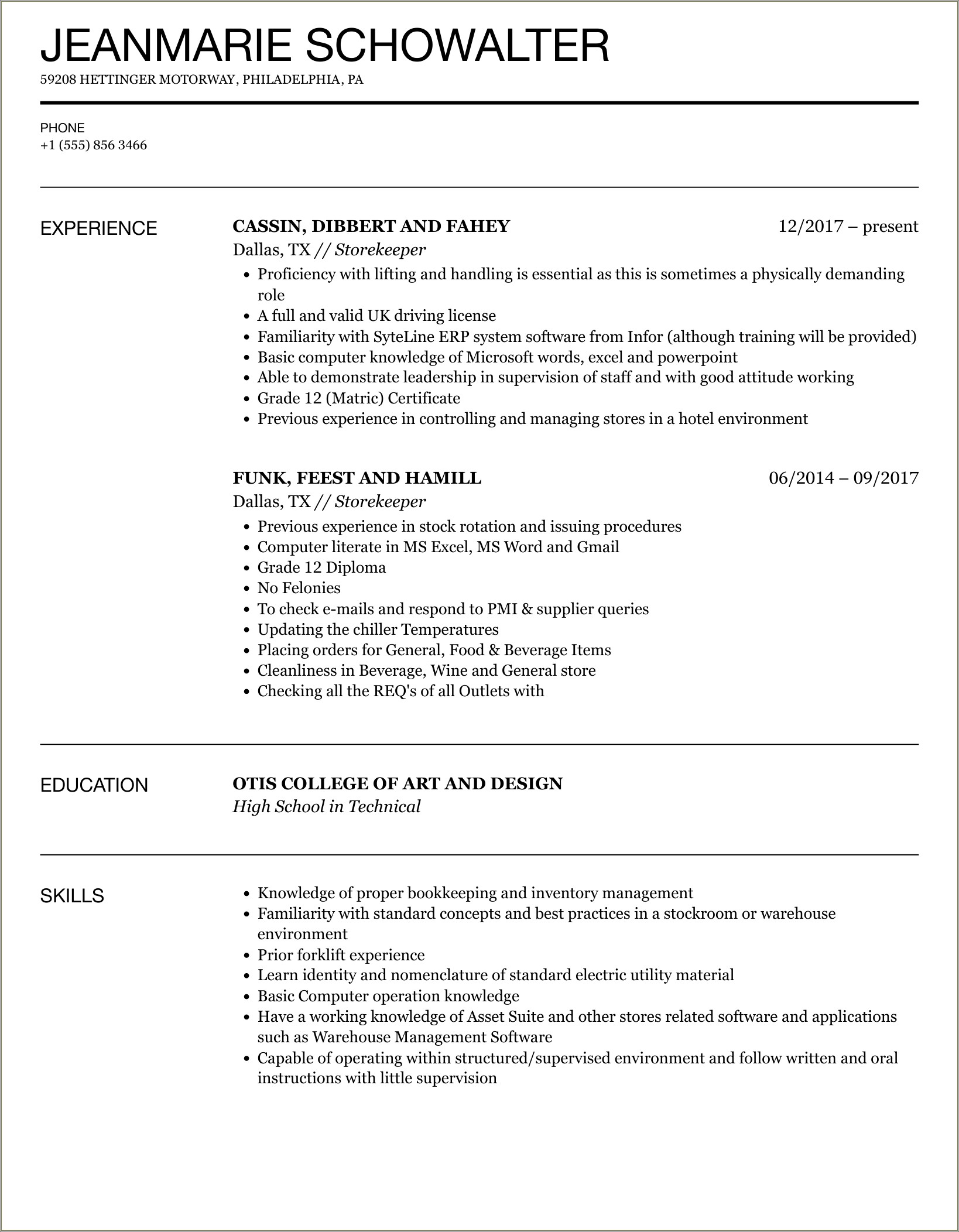 Best Words To Discribe Store Maintenance On Resume