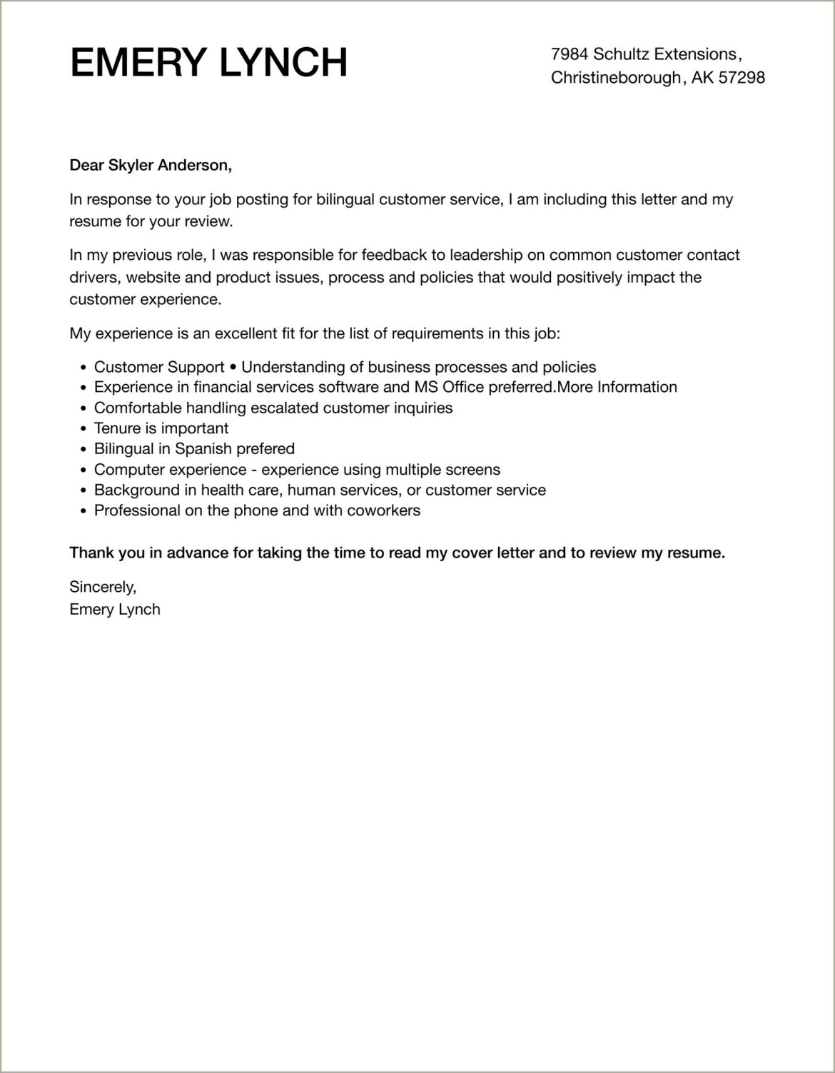 Bilingual Customer Service Summary Sample Resume